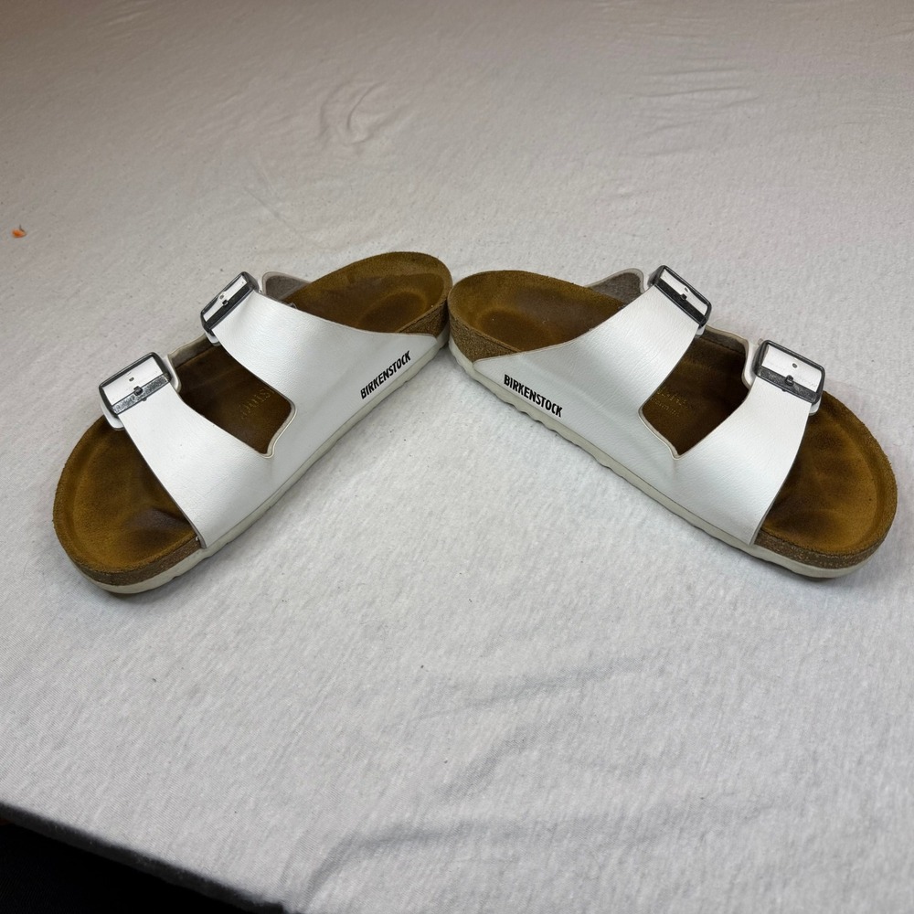 Birkenstock Arizona White Leather Double Strap Comfort Sandals Women's Size 39 - Picture 5 of 7